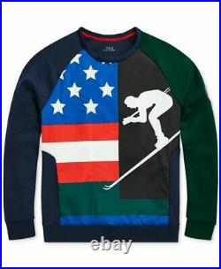 Polo Ralph Lauren Cookie Ski Downhill Skier 92 American Flag Sweater MSRP$298 L