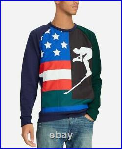 Polo Ralph Lauren Cookie Ski Downhill Skier 92 American Flag Sweater MSRP$298 L