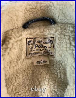 Polo Ralph Lauren Denim Sherpa Trucker Jacket Size XL Mens American Flag $248 XL