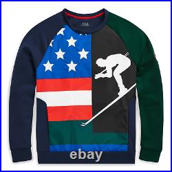 Polo Ralph Lauren Double Knit Downhill Skier 92 Cookie Patch Sweatshirt New $298