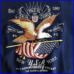 Polo Ralph Lauren Eagle Flag 1967 Sweater American USA Navy Blue RL Sz L