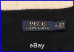 Polo Ralph Lauren Iconic Preppy USA Flag Teddy Bear Wool Sweater M Navy RARE