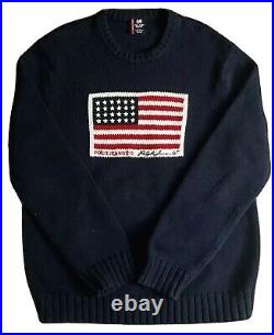 Polo Ralph Lauren Jeans Co American Flag Knit Sweater Navy Blue Mens Size Large