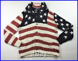 Polo Ralph Lauren Men Star & Stripe US American Flag Shawl Cardigan Sweater L