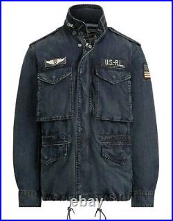 Polo Ralph Lauren Men's Denim USA Flag Military Field Patch Jacket New $398 S