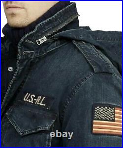 Polo Ralph Lauren Men's Denim USA Flag Military Field Patch Jacket New $398 S