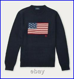 Polo Ralph Lauren Men's Iconic Flag Cotton Sweater (S. M. L. XL) Navy made in USA