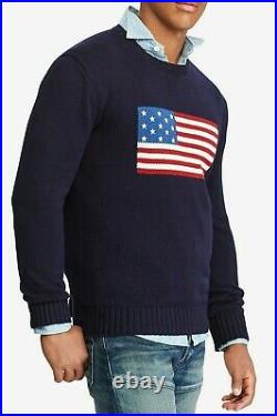 Polo Ralph Lauren Men's Iconic Flag Cotton Sweater (S. M. L. XL) Navy made in USA