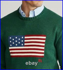 Polo Ralph Lauren Men's Iconic Flag Cotton Sweater (S. M. L. XL) Northwest Pine. USA