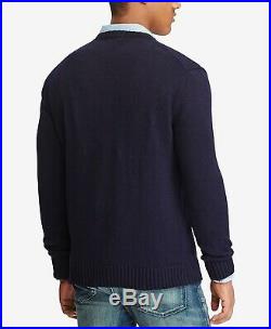 Polo Ralph Lauren Men's Large American Flag Cotton Sweater Navy Blue Made In USA