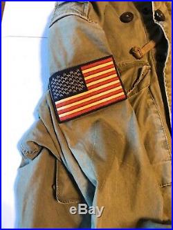 Polo Ralph Lauren Men's Size L American Flag Army Military Jacket, Green USA