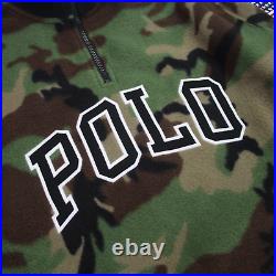 Polo Ralph Lauren Mens 1/4 Zip Camo Spellout Fleece Sweater M Jumper BNWT Green