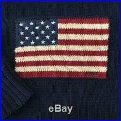 Polo Ralph Lauren Mens Blue XL USA American Flag Turtleneck Sweater Pullover