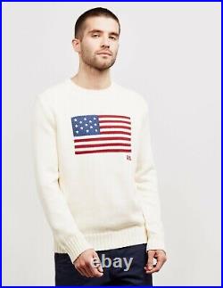 Polo Ralph Lauren Mens Cotton USA American Flag Intarsia Crew Knit Sweater 2XL
