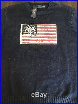 Polo Ralph Lauren Mens Sweater Our Banner of Glory American Flag USA Eagle Sz XL