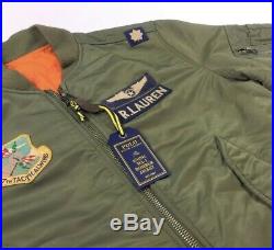 Polo Ralph Lauren Military Army MA-1 USA Flag Flight Bomber Pilot Jacket XL $400