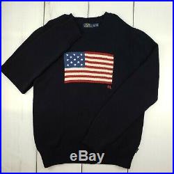 Polo Ralph Lauren RL American Flag Sweater Blue Mens XL Slim USA Made