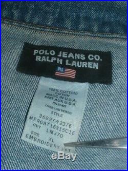 Polo Ralph Lauren RL Denim Flag Jean Jacket mens Size XL vintage Patriotic USA