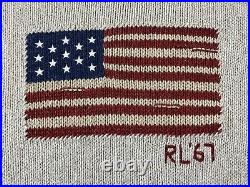 Polo Ralph Lauren RL67 USA American Flag Mock Neck Sweater Beige NWT Womens S