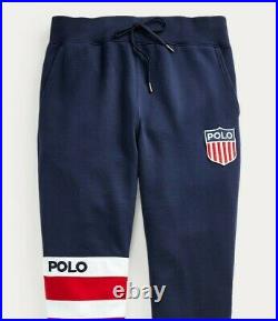 Polo Ralph Lauren Retro Colorblocked America Flag Shield Patch Jogger Sweatpants