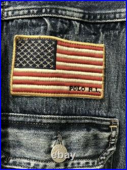 Polo Ralph Lauren Sportsman Henderson Denim Jean Jacket American Flag USA XL