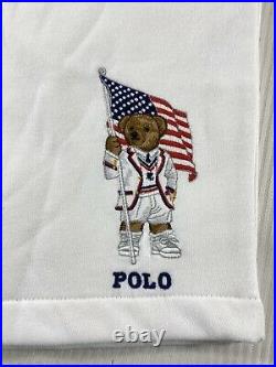 Polo Ralph Lauren USA American Flag Bear Fleece Shorts White NWT Mens L