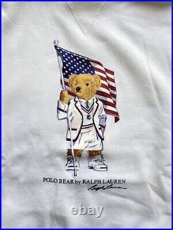 Polo Ralph Lauren USA American Flag Bear Hoodie Sweatshirt Sweater NWT Men's XXL