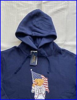 Polo Ralph Lauren USA American Flag Bear Hoodie Sweatshirt Sweater NWT Mens L