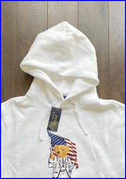 Polo Ralph Lauren USA American Flag Bear Hoodie Sweatshirt Sweater NWT Mens L