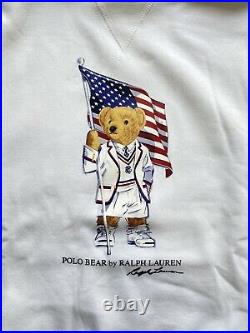 Polo Ralph Lauren USA American Flag Bear Hoodie Sweatshirt Sweater NWT Mens XXL