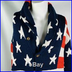 Polo Ralph Lauren USA American US Flag Button Down Cardigan Sweater Jacket 2X
