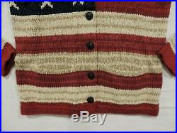 Polo Ralph Lauren USA American US Flag Button Down Cardigan Sweater Jacket M L
