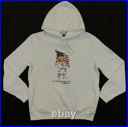 Polo Ralph Lauren USA US American Flag Bear ECOFAST Fleece Hoodie Sweatshirt L