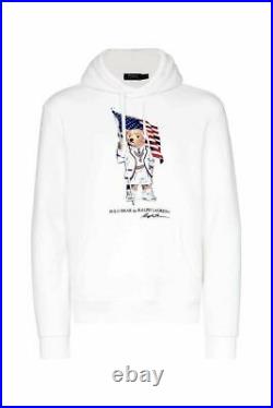 Polo Ralph Lauren USA US American Flag Bear ECOFAST Fleece Hoodie Sweatshirt L