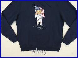 Polo Ralph Lauren USA US American Flag Bear ECOFAST Fleece Hoodie Sweatshirt M