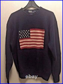 Polo Ralph Lauren Vintage American Flag Navy Sweater Size XL