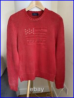 Polo Ralph Lauren Womens Red Jumper Sweater American Flag USA RL67 Medium M NWT