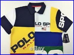 Polo Sport Ralph Lauren Men American U. S Flag Color Block Pique Polo Shirt M XL