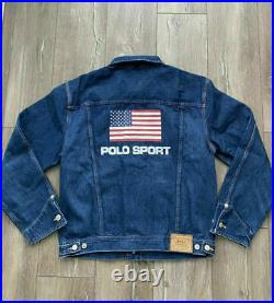Polo Sport Ralph Lauren USA Flag Denim Jacket Men Size Large Limited Edition New