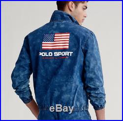 Polo Sport Ralph Lauren Vtg Washed Retro American Flag Windbreaker Dance Jacket