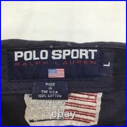 Polo Sport USA Ralph Lauren American Flag Cap Hat Navy Size L Vintage