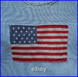 Polo ralph lauren vintage sweater blue USA american flag XL size jumper linen
