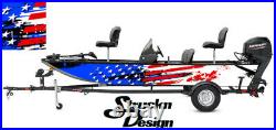 Pontoon Wrap Fishing Abstract Graphic American Flag Bass Boat Decal Vinyl US USA
