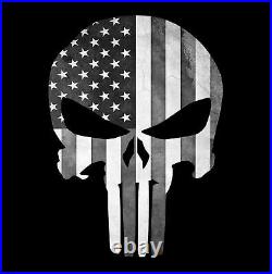 Punisher Skull American Flag Black White Sticker Decal USA Made