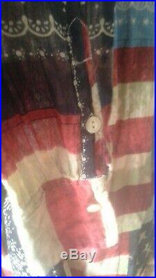 RALPH LAUREN DENIM & SUPPLY Vintage Unusual USA Flag & Floral Shirt XL12/14/16