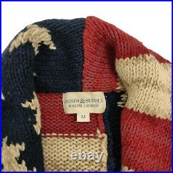RALPH LAUREN Denim & Supply American Flag USA Knit Shawl Slim Cardigan Medium