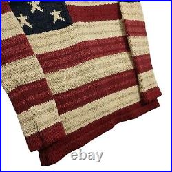 RALPH LAUREN Denim & Supply American Flag USA Knit Shawl Slim Cardigan Medium