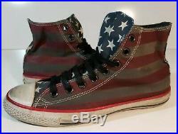 RARE Converse John Varvatos Vintage Distressed American Flag High Tops 9.5 USA