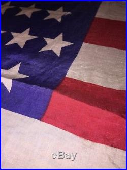 RARE SILK US USA Flag straight 45 Stars 1898 Spanish- American War Era 25x33 apr