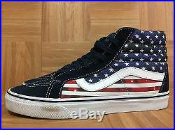 RARE VANS Sk8-Hi American Flag United States Of America USA Sz 9 Hi Top Shoes